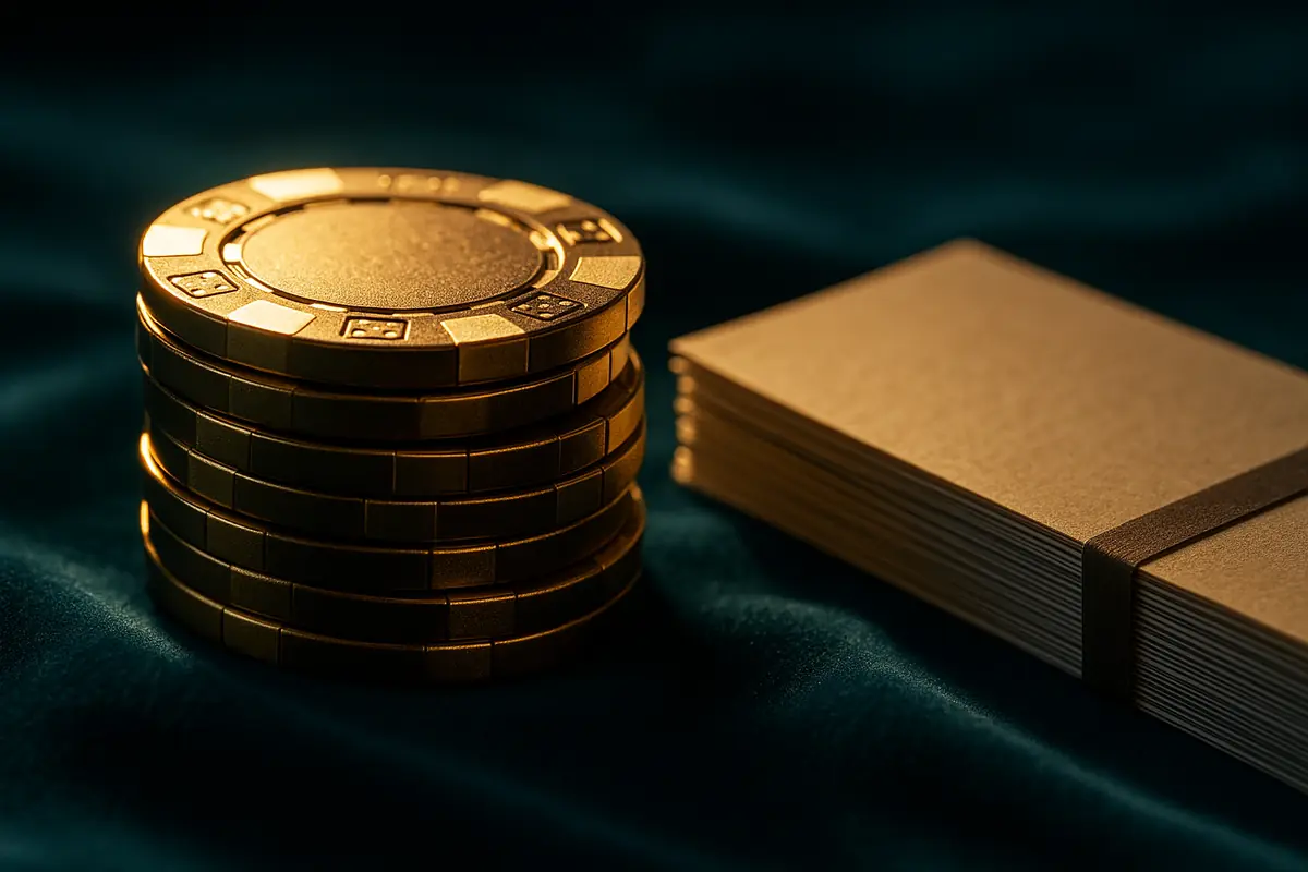 Casino chips and gift vouchers on teal velvet